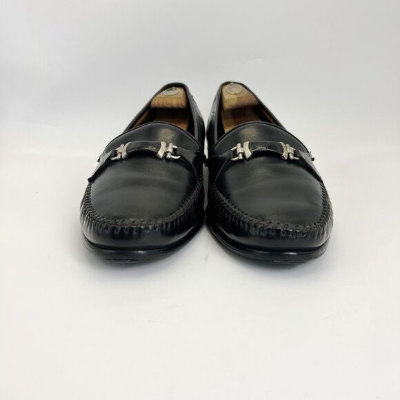 VOLARE by Carlo Leoni Bit Loafers Mens Sz 10.5 Black Leather Made Italy VTG 70s main image 6